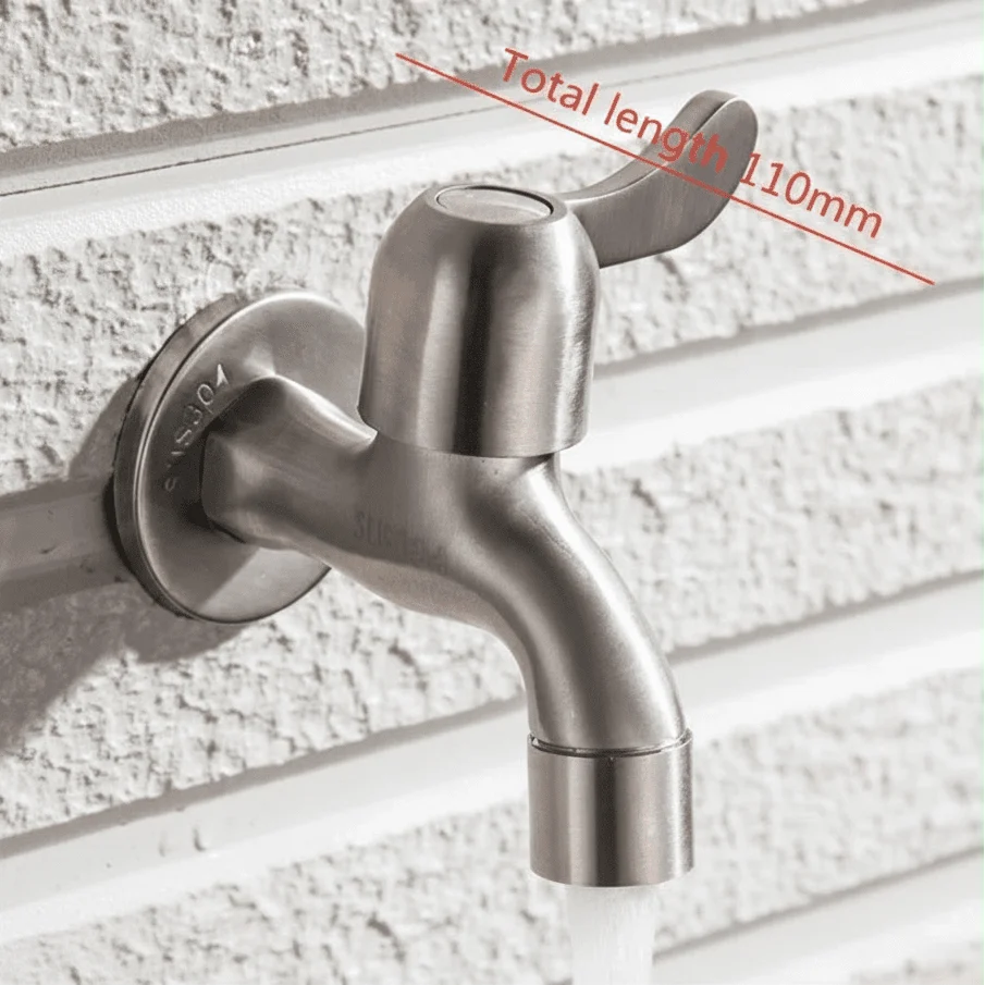 Outdoor Faucet 304 Stainless Steel Wall-Mounted Rust-Resistant