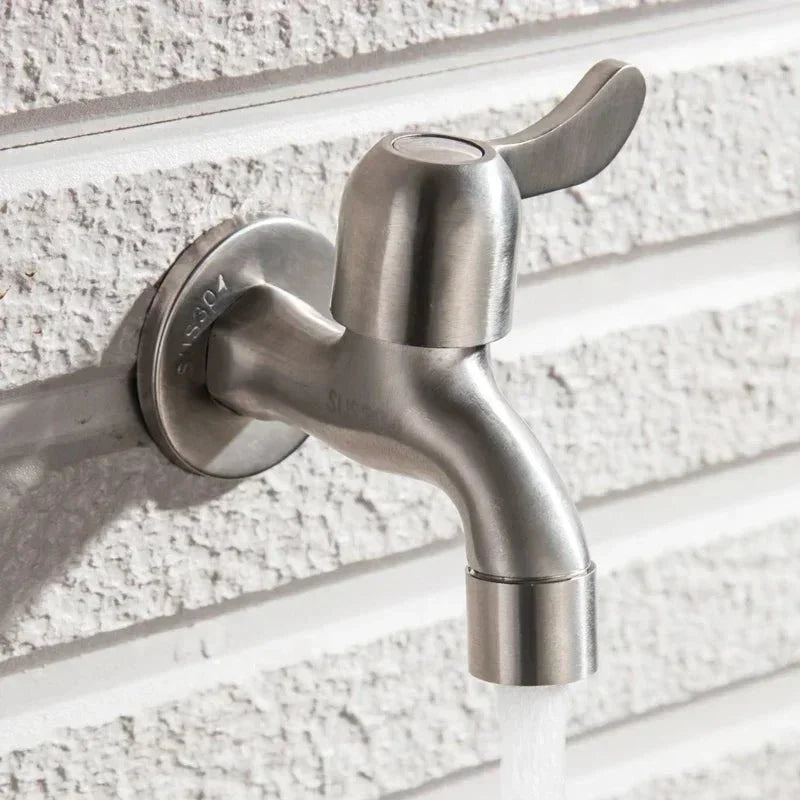 Outdoor Faucet 304 Stainless Steel Wall-Mounted Rust-Resistant