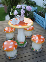Outdoor Garden Table & Chair Set Mushroom-Inspired Weather-Resistant Plastic