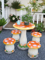 Outdoor Garden Table & Chair Set Mushroom-Inspired Weather-Resistant Plastic