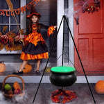 Outdoor Halloween Cauldron Lighted Tripod Stand