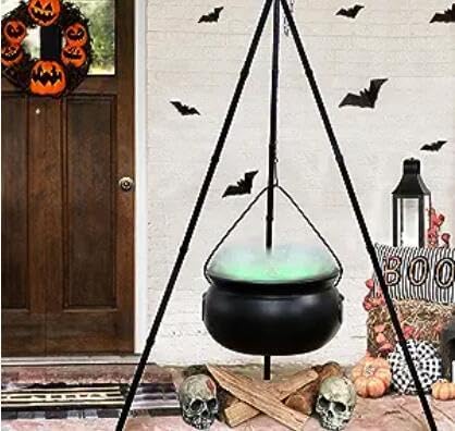 Outdoor Halloween Cauldron Lighted Tripod Stand
