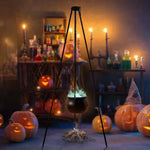 Outdoor Halloween Cauldron Lighted Tripod Stand