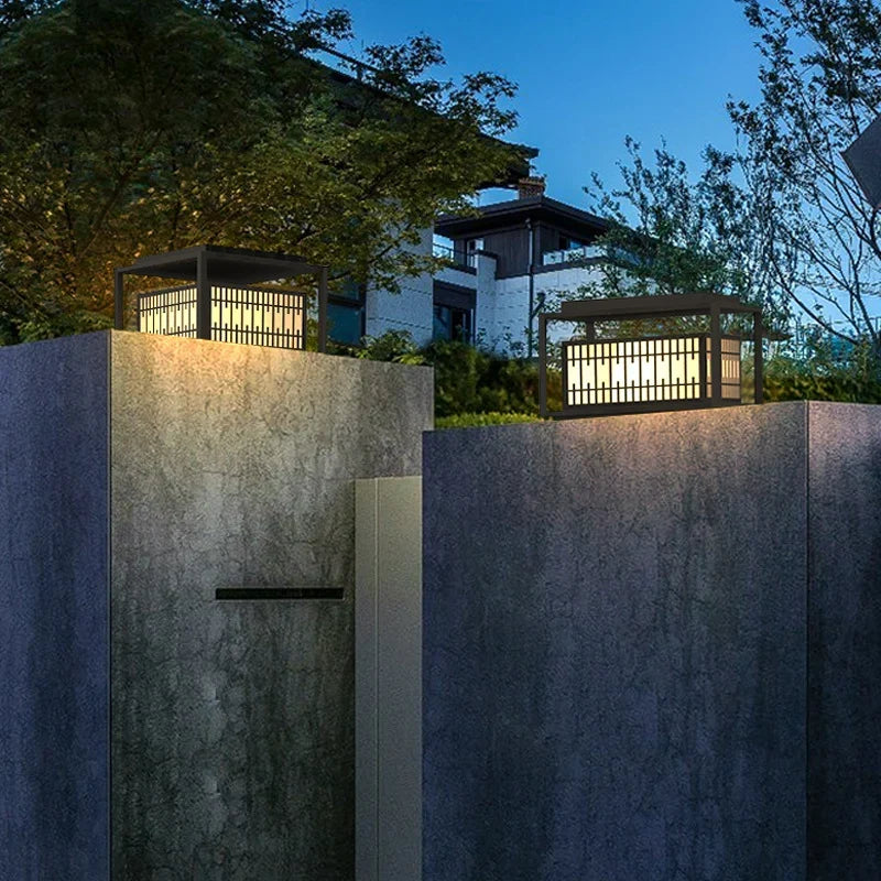 Outdoor Lantern Geometric Design Solar Powered