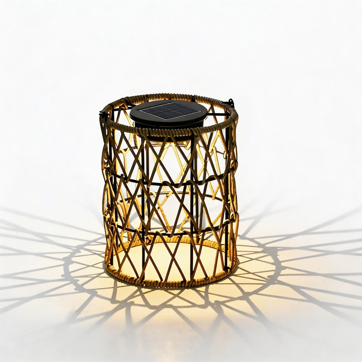 Outdoor Lantern Solar-Powered Waterproof Rattan Weave
