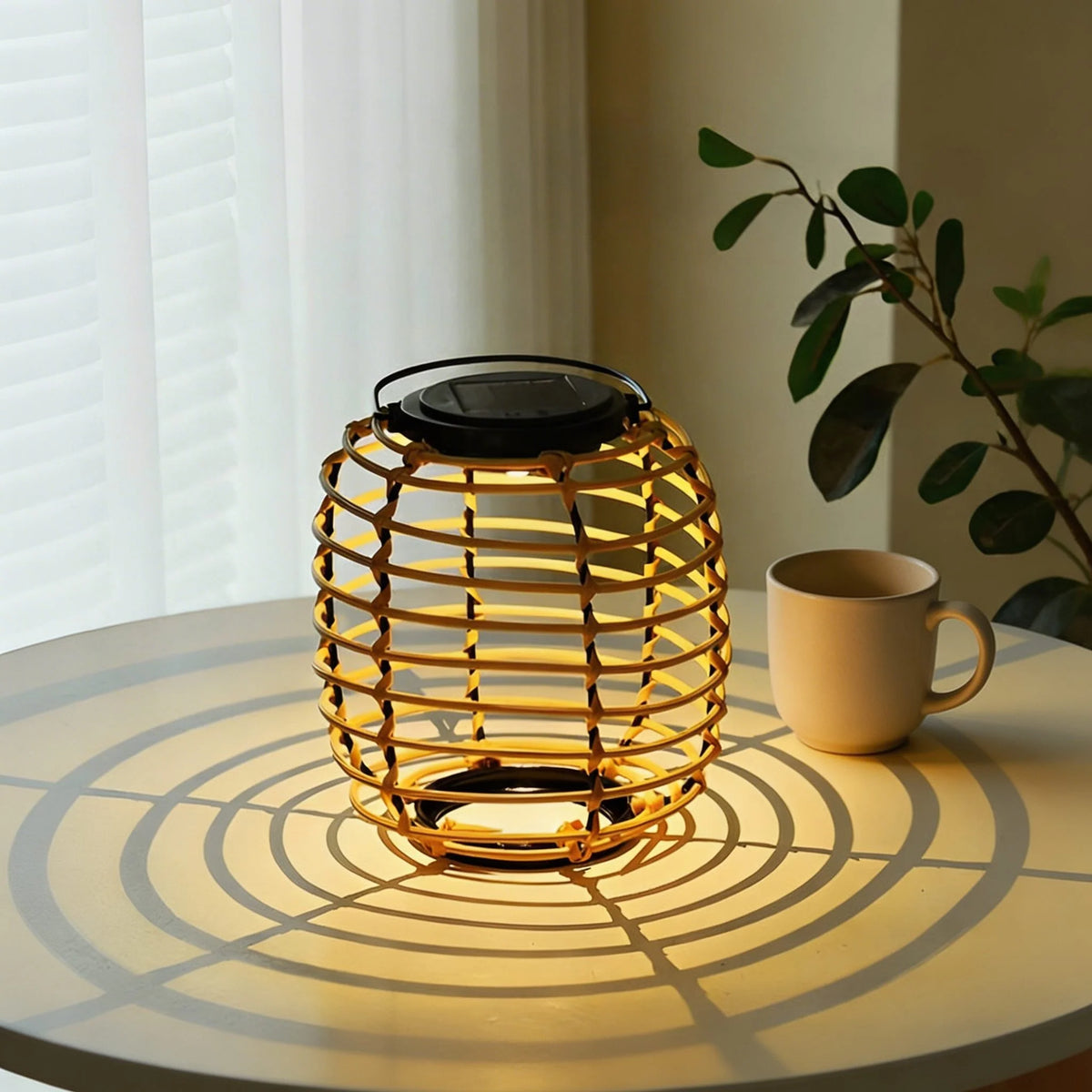 Outdoor Lantern Solar-Powered Waterproof Rattan Weave