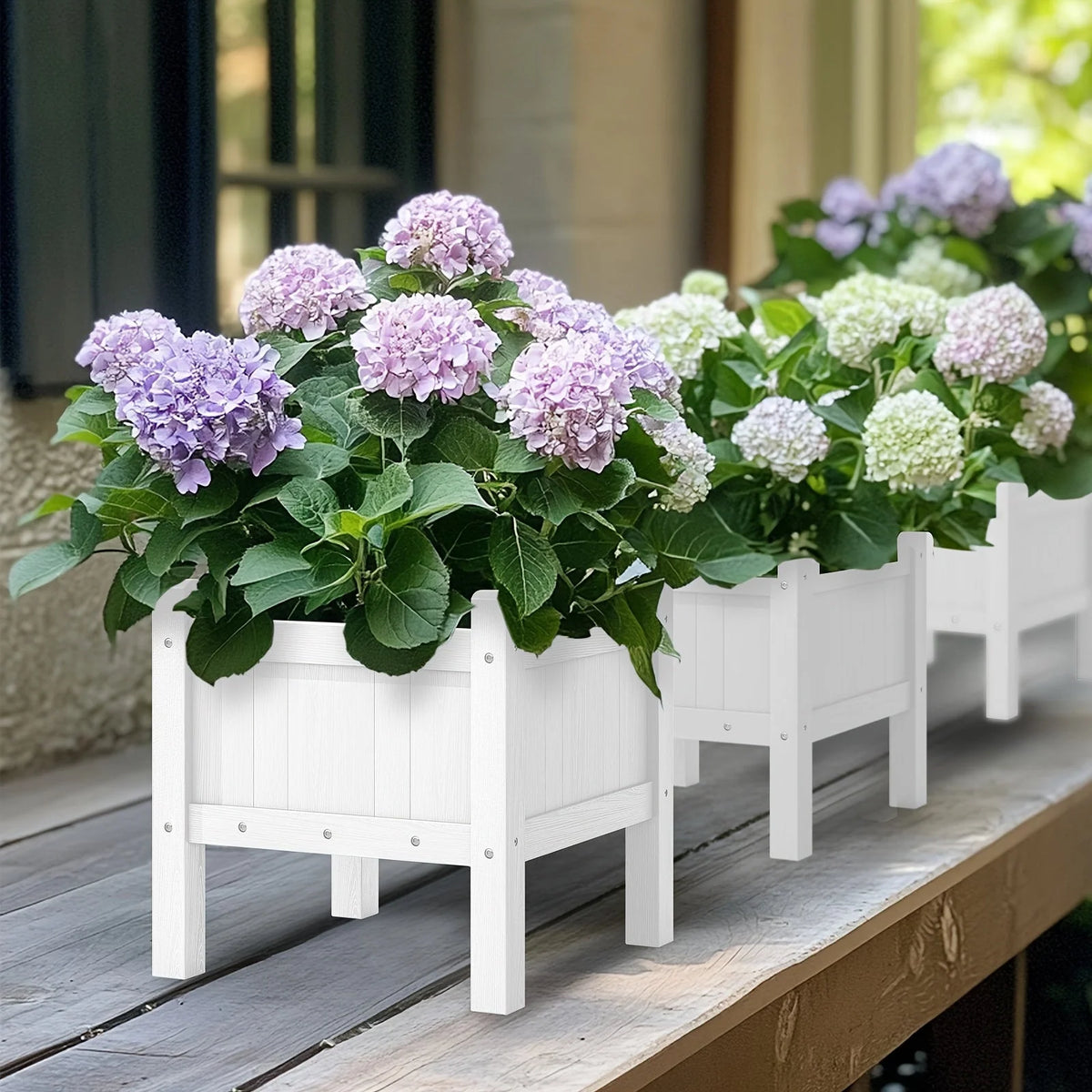 Outdoor Planter Box Weatherproof Galvanized Steel Built-In Drainage