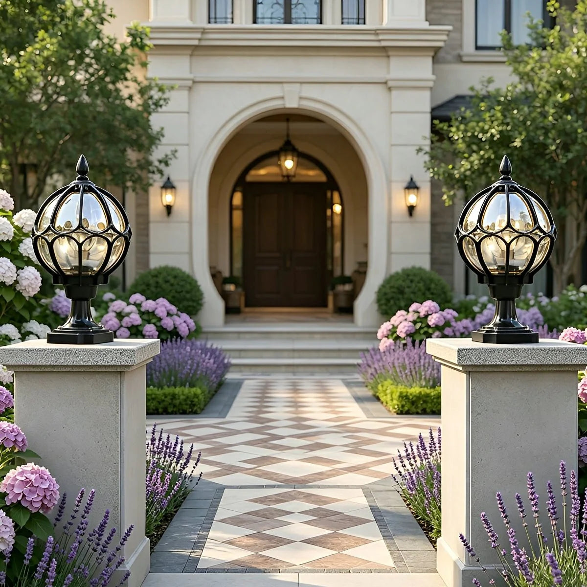 Outdoor Post Light IP54 Weather-Resistant Textured Glass