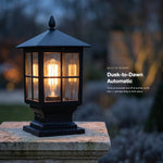 Outdoor Post Light Solar-Powered Dusk-To-Dawn Sensor IP65