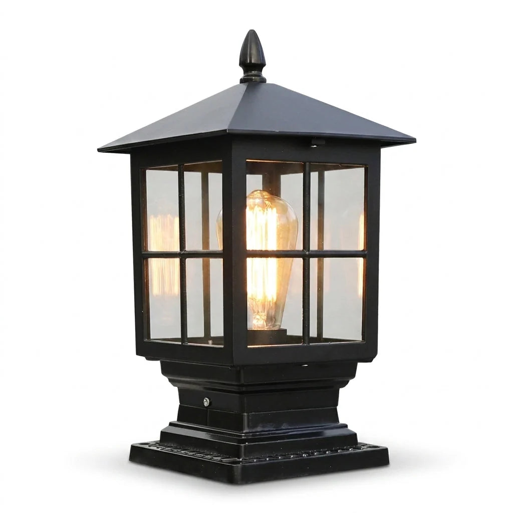 Outdoor Post Light Solar-Powered Dusk-To-Dawn Weatherproof