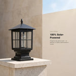 Outdoor Post Light Solar-Powered Dusk-To-Dawn Weatherproof