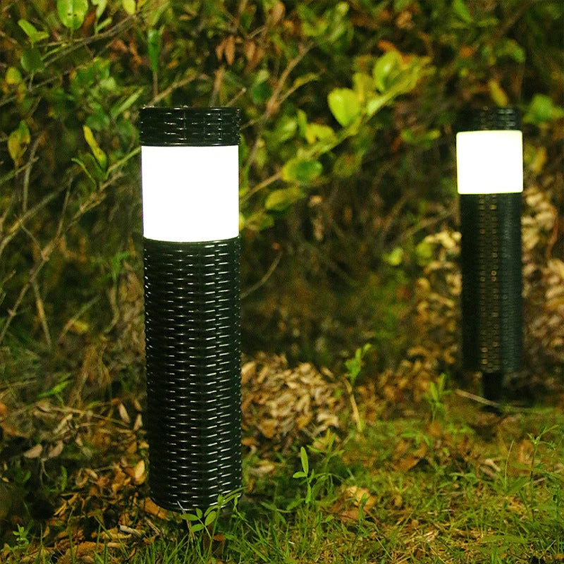 Outdoor Solar Light Rattan Cylindrical Integrated LED 500 Lumen
