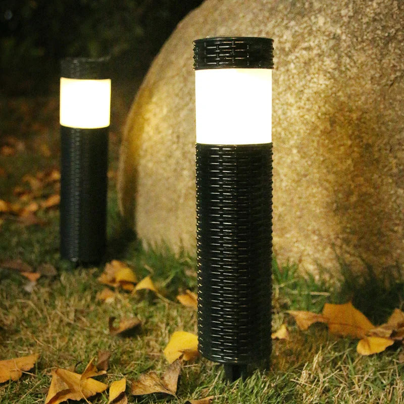 Outdoor Solar Light Rattan Cylindrical Integrated LED 500 Lumen