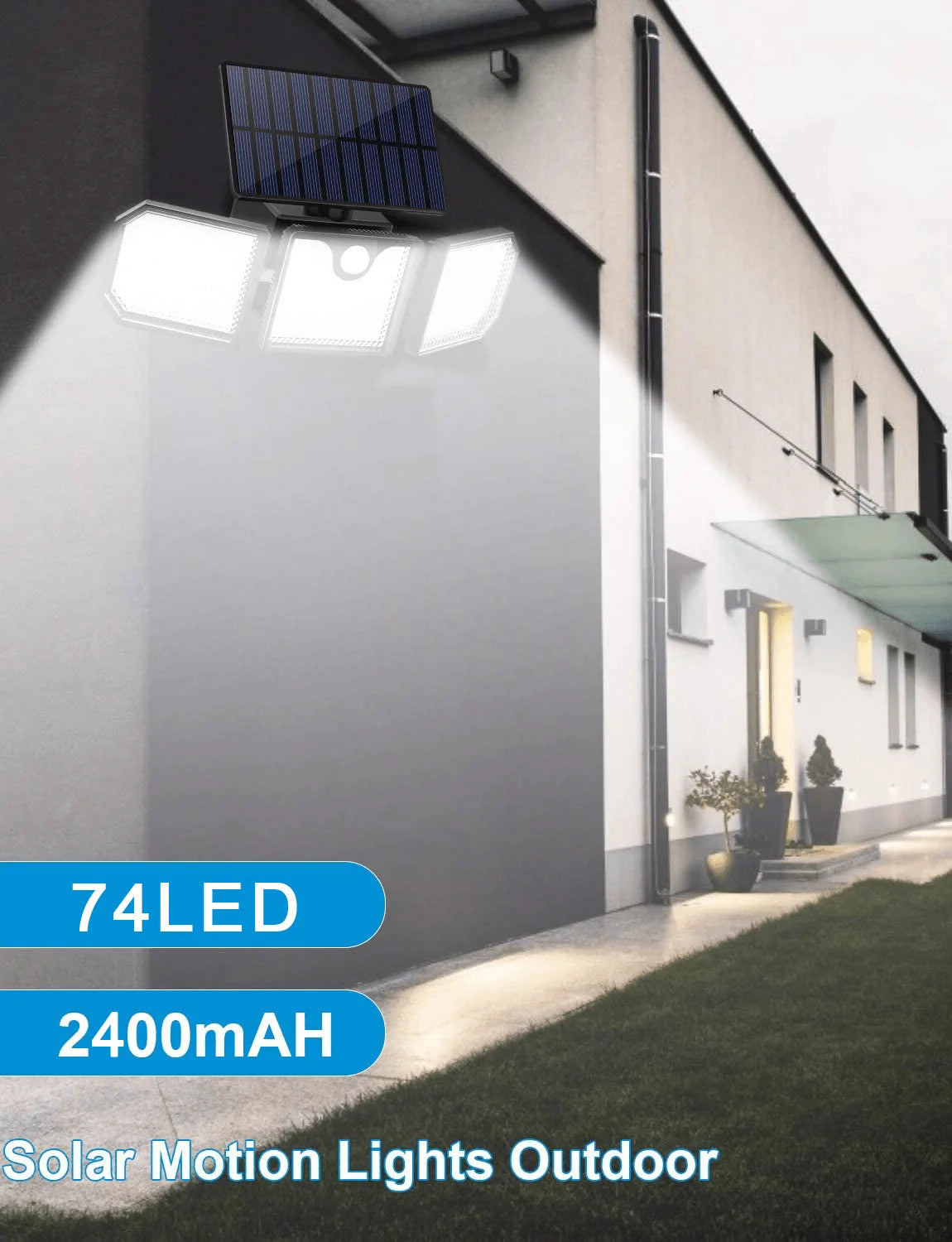 Outdoor Solar Motion Sensor Light Three Adjustable Spotlights