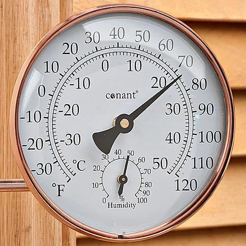 Outdoor Thermometer Hygrometer Brass Dual Scale Swivel Mount