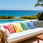 Outdoor Throw Pillow Cover Striped Water-Repellent UV-Stable