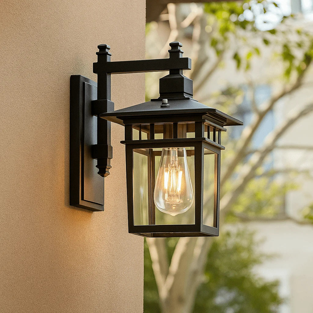Outdoor Wall Light Adjustable Head IP44 Weather-Resistant Aluminum & Glass
