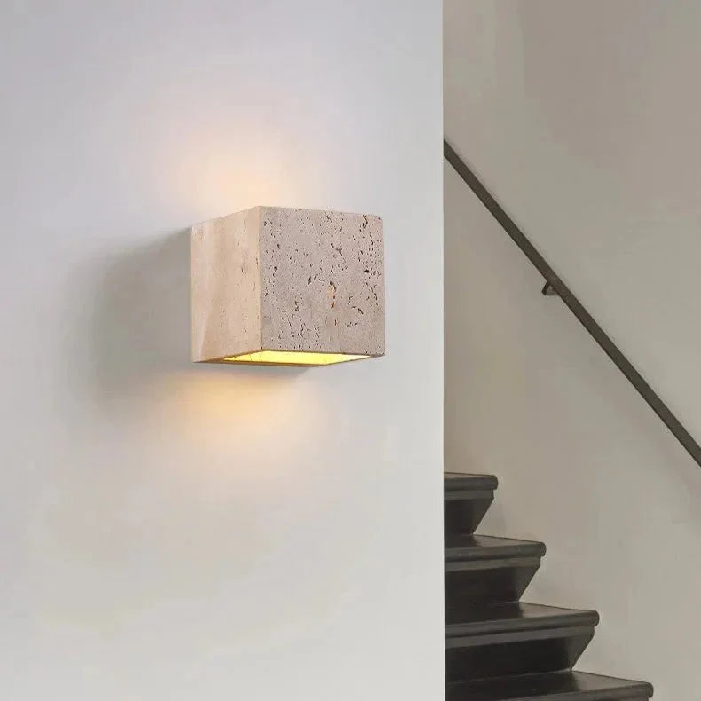 Outdoor Wall Light Yellow Travertine Weather-Resistant