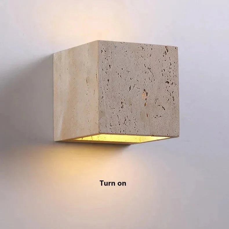 Outdoor Wall Light Yellow Travertine Weather-Resistant