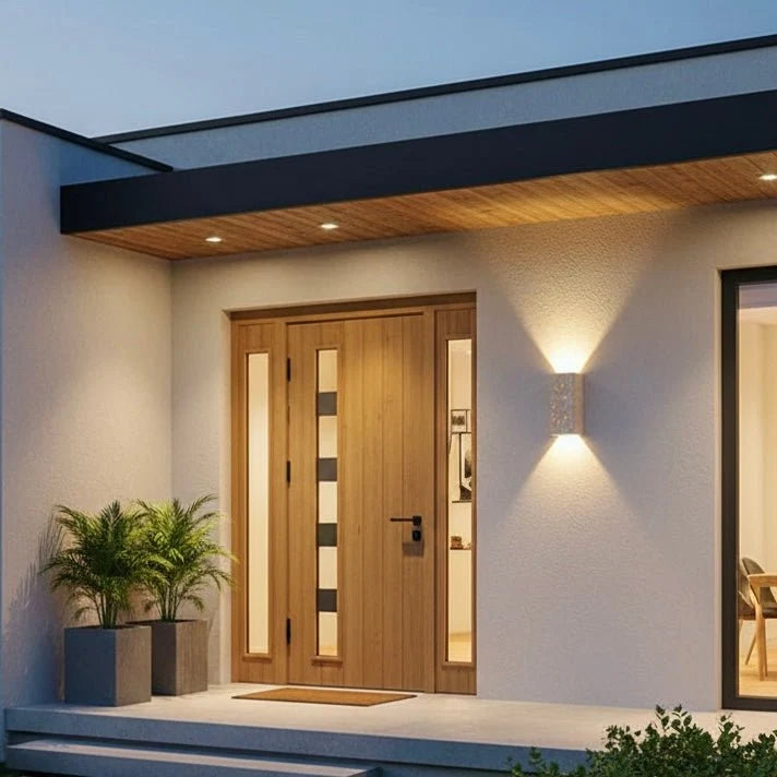Outdoor Wall Light Yellow Travertine Weather-Resistant