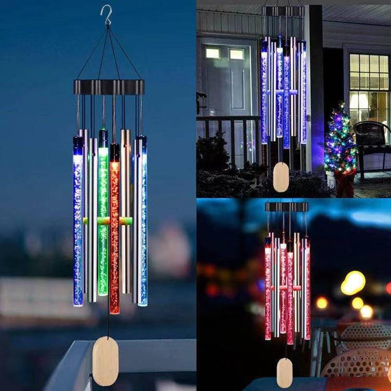 Outdoor Wind Chime Solar-Powered LED Color-Changing