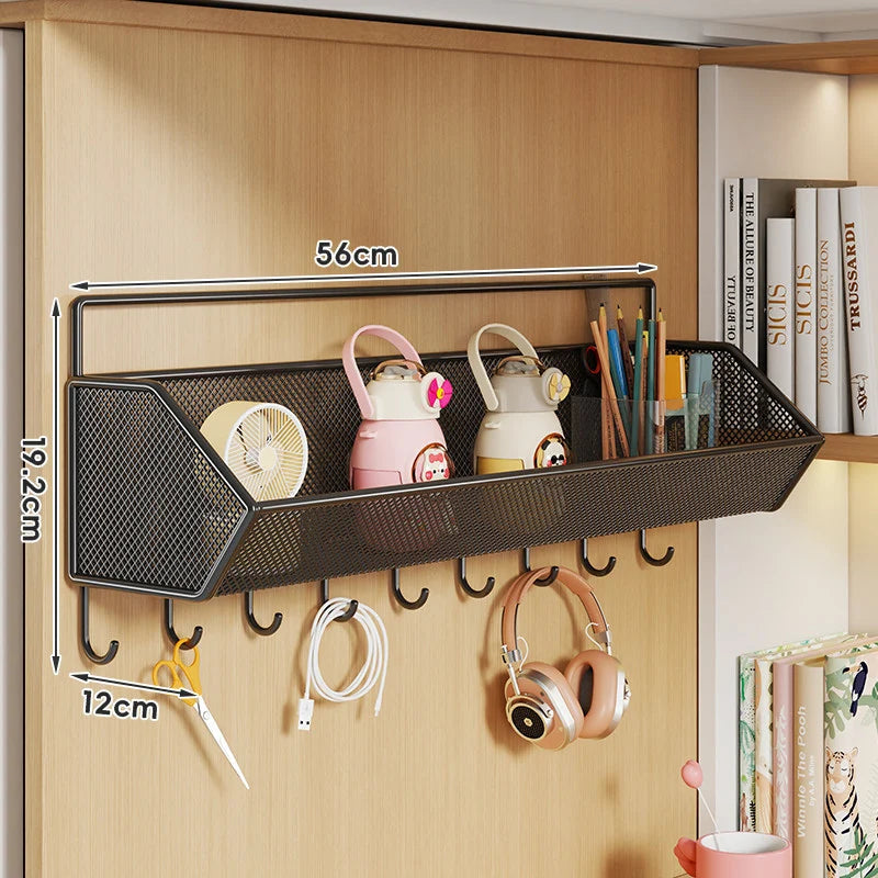 Over Cabinet Storage Basket Ventilated Metal Mesh Drill-Free Hang-On Organizer