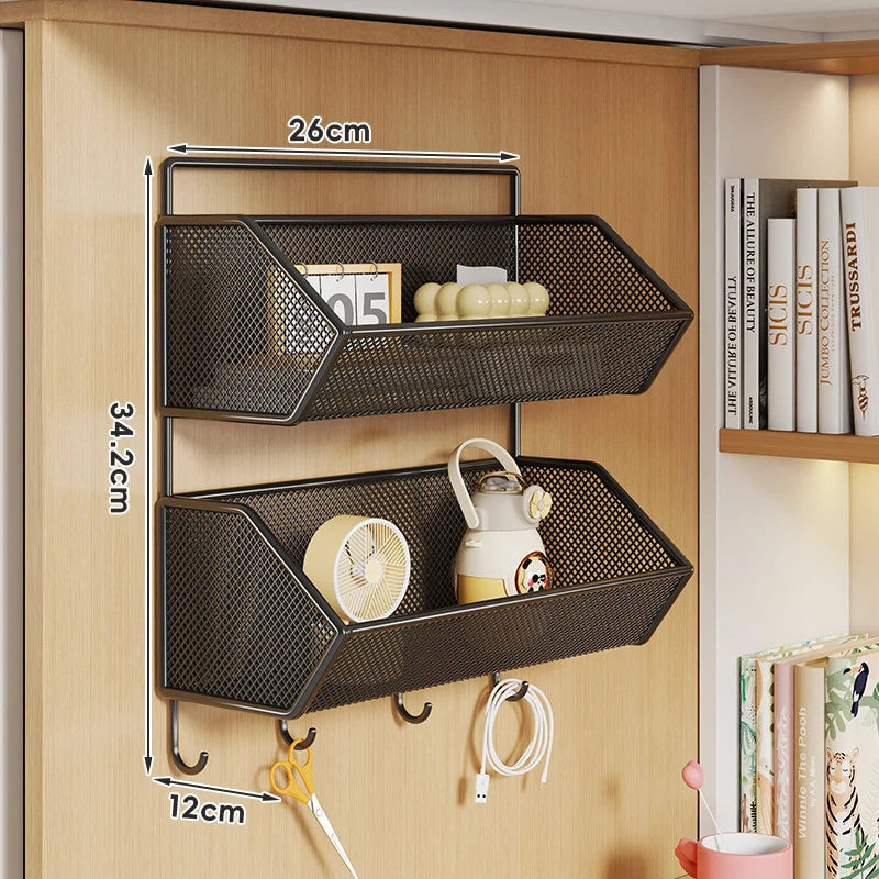 Over Cabinet Storage Basket Ventilated Metal Mesh Drill-Free Hang-On Organizer