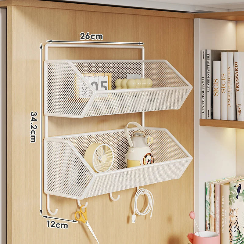 Over Cabinet Storage Basket Ventilated Metal Mesh Drill-Free Hang-On Organizer