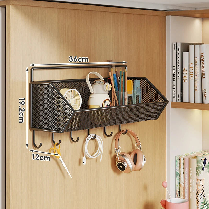 Over Cabinet Storage Basket Ventilated Metal Mesh Drill-Free Hang-On Organizer