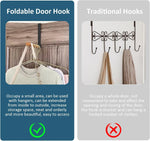 Over Door Clothes Hook Foldable Stainless Steel & Wood