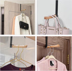 Over Door Clothes Hook Foldable Stainless Steel & Wood