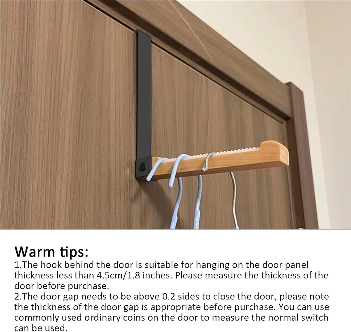Over Door Clothes Hook Foldable Stainless Steel & Wood
