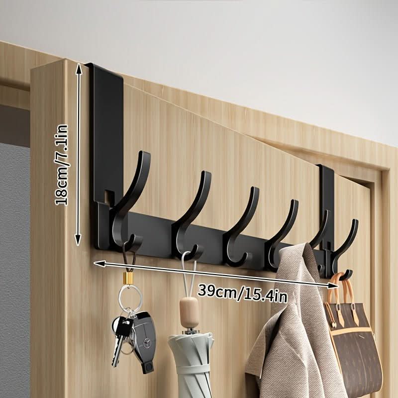 Over-Door Hook Aluminum No-Drill 6 or 7 Hooks