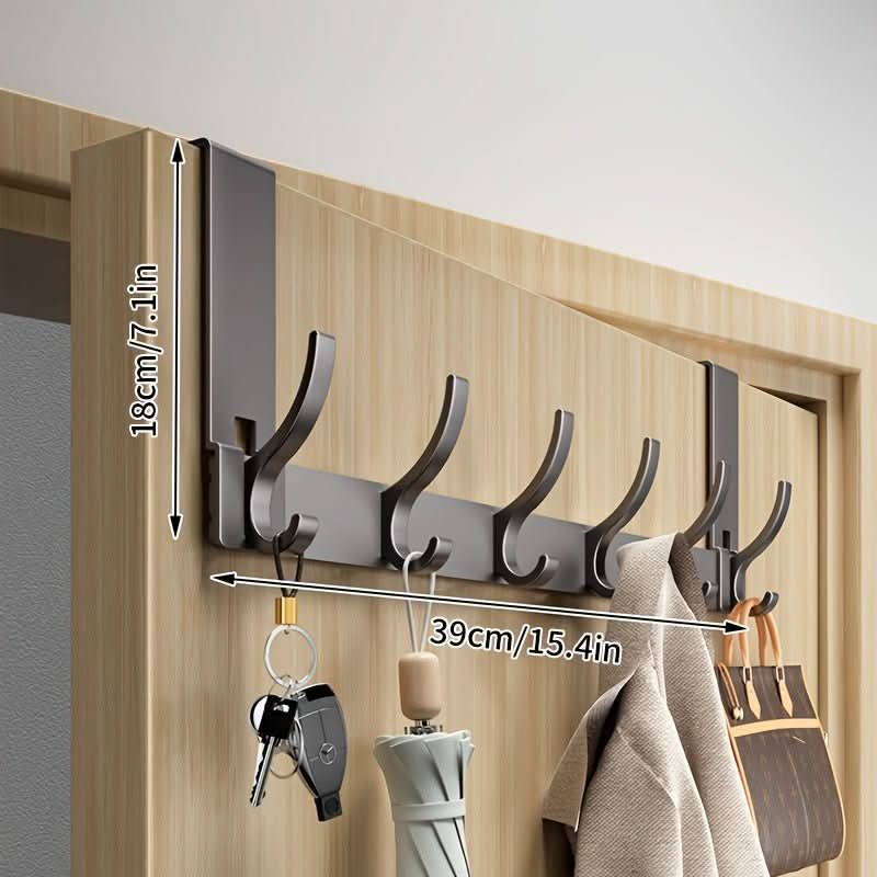 Over-Door Hook Aluminum No-Drill 6 or 7 Hooks