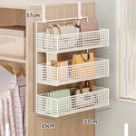 Over-The-Door Storage Organizer Mesh Baskets & 5 Hooks