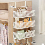 Over-The-Door Storage Organizer Mesh Baskets & 5 Hooks