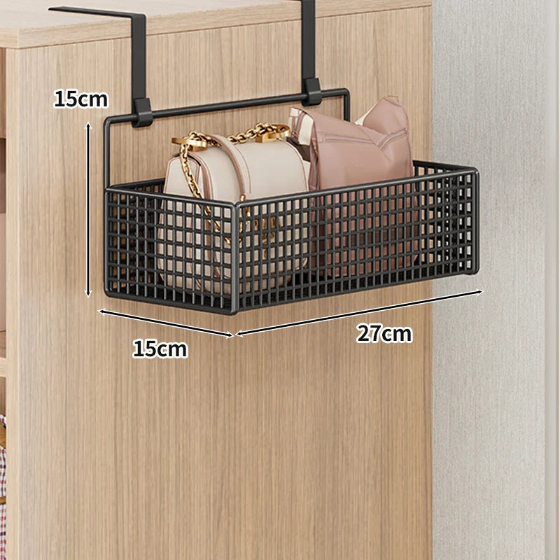 Over-The-Door Storage Organizer Mesh Baskets & 5 Hooks
