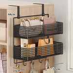 Over-The-Door Storage Organizer Mesh Baskets & 5 Hooks