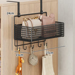Over-The-Door Storage Organizer Mesh Baskets & 5 Hooks