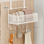 Over-The-Door Storage Organizer Mesh Baskets & 5 Hooks