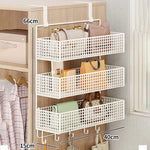 Over-The-Door Storage Organizer Mesh Baskets & 5 Hooks