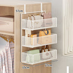 Over-The-Door Storage Organizer Mesh Baskets & 5 Hooks