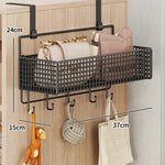 Over-The-Door Storage Organizer Mesh Baskets & 5 Hooks