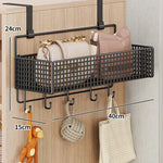 Over-The-Door Storage Organizer Mesh Baskets & 5 Hooks