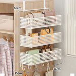 Over-The-Door Storage Organizer Mesh Baskets & 5 Hooks