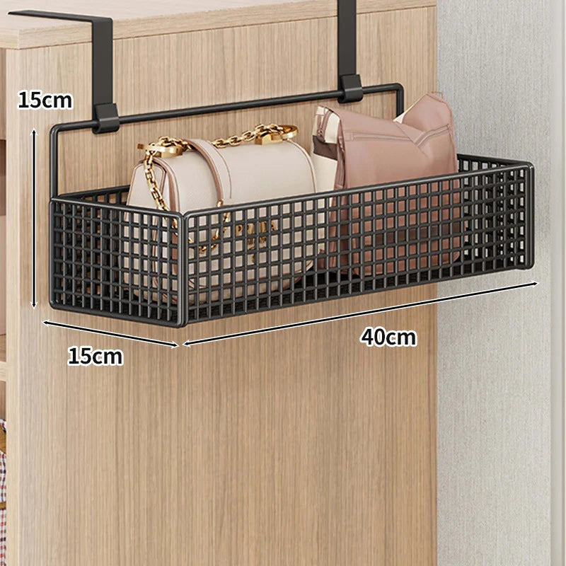Over-The-Door Storage Organizer Mesh Baskets & 5 Hooks