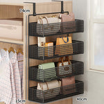 Over-The-Door Storage Organizer Mesh Baskets & 5 Hooks