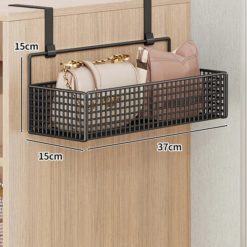 Over-The-Door Storage Organizer Mesh Baskets & 5 Hooks