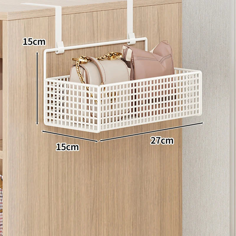 Over-The-Door Storage Organizer Mesh Baskets & 5 Hooks