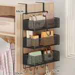 Over-The-Door Storage Organizer Mesh Baskets & 5 Hooks